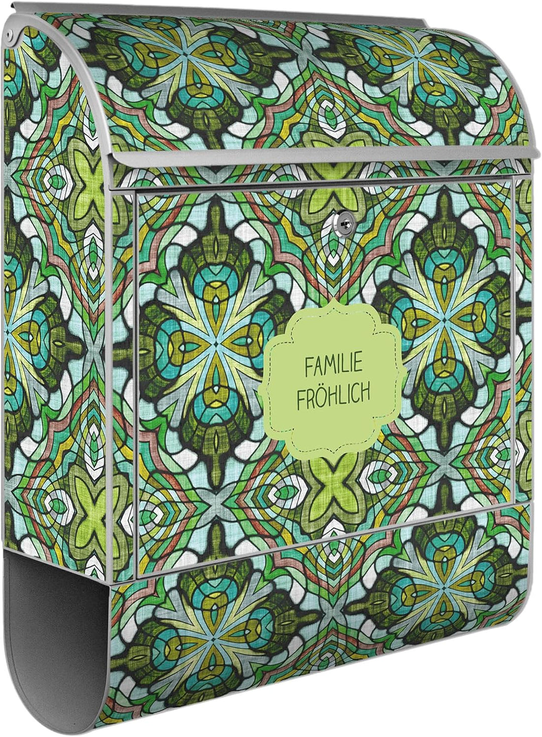 banjado Design Briefkasten personalisiert 38,5x46,5x13cm &amp; 2 Schlüssel - Briefkasten Stahl Silber Ze