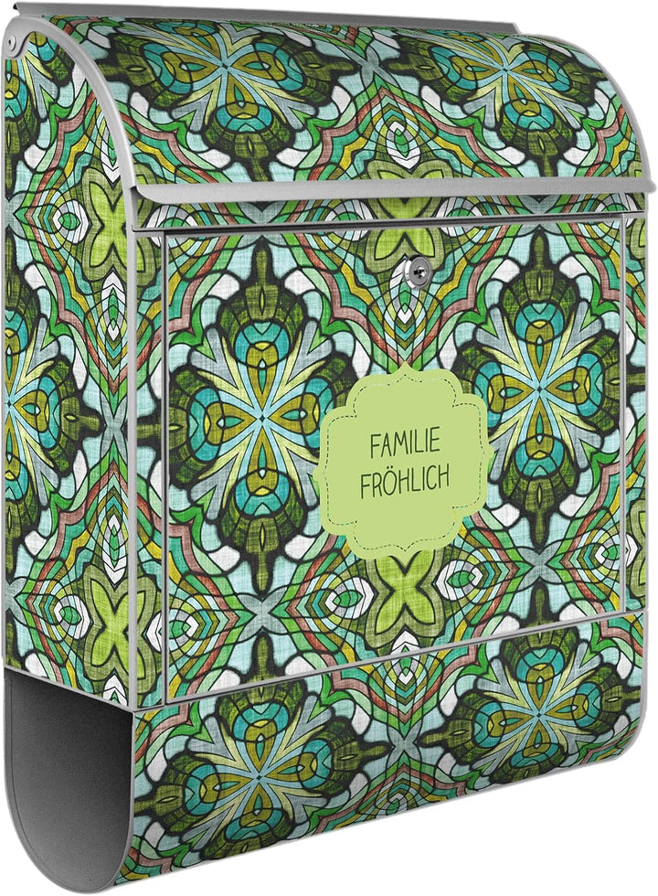 banjado Design Briefkasten personalisiert 38,5x46,5x13cm &amp; 2 Schlüssel - Briefkasten Stahl Silber Ze