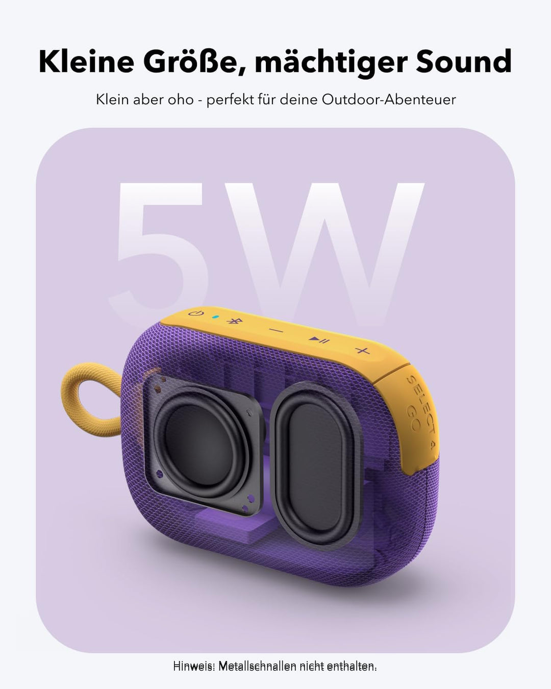soundcore Select 4 Go Bluetooth Lautsprecher, ultraportabel, bis zu 20h Wiedergabe, IP67 Wasser- und