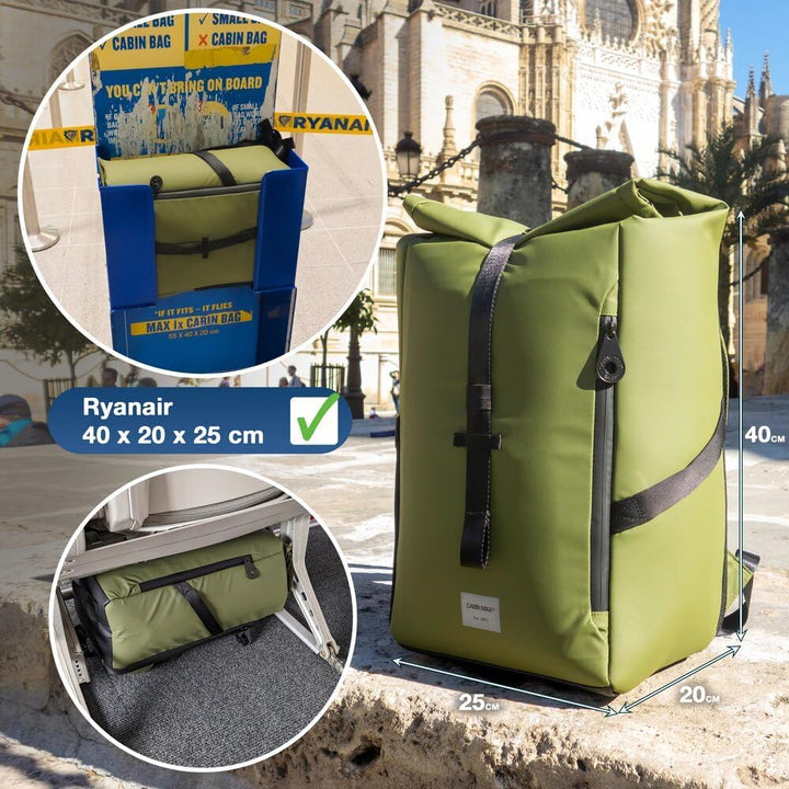 Cabin Max ISEO 40x20x25 Rolltop-Rucksack, Handgepäck, passend für Ryanair-Untersitz-Kabinentaschen (