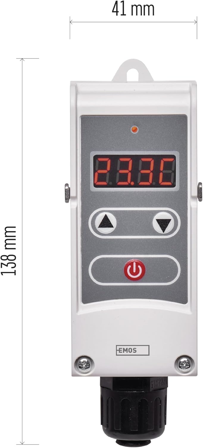 EMOS P5683 Anlegethermostat mit einstellbarer Schaltempfindlichkeit, Schraubenfeder und digitalem Di