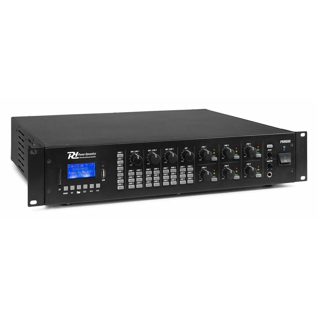Power Dynamics PRM606 100-Volt-Matrix-Verstärker für 6 Zonen - inklusive Bluetooth und MP3-Player -