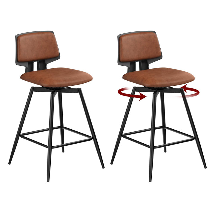 WOLTU Barhocker 2er Set, Barstuhl 360° drehbar, Küchenhocker mit Rückenlehne Fussstütze, für Küche B