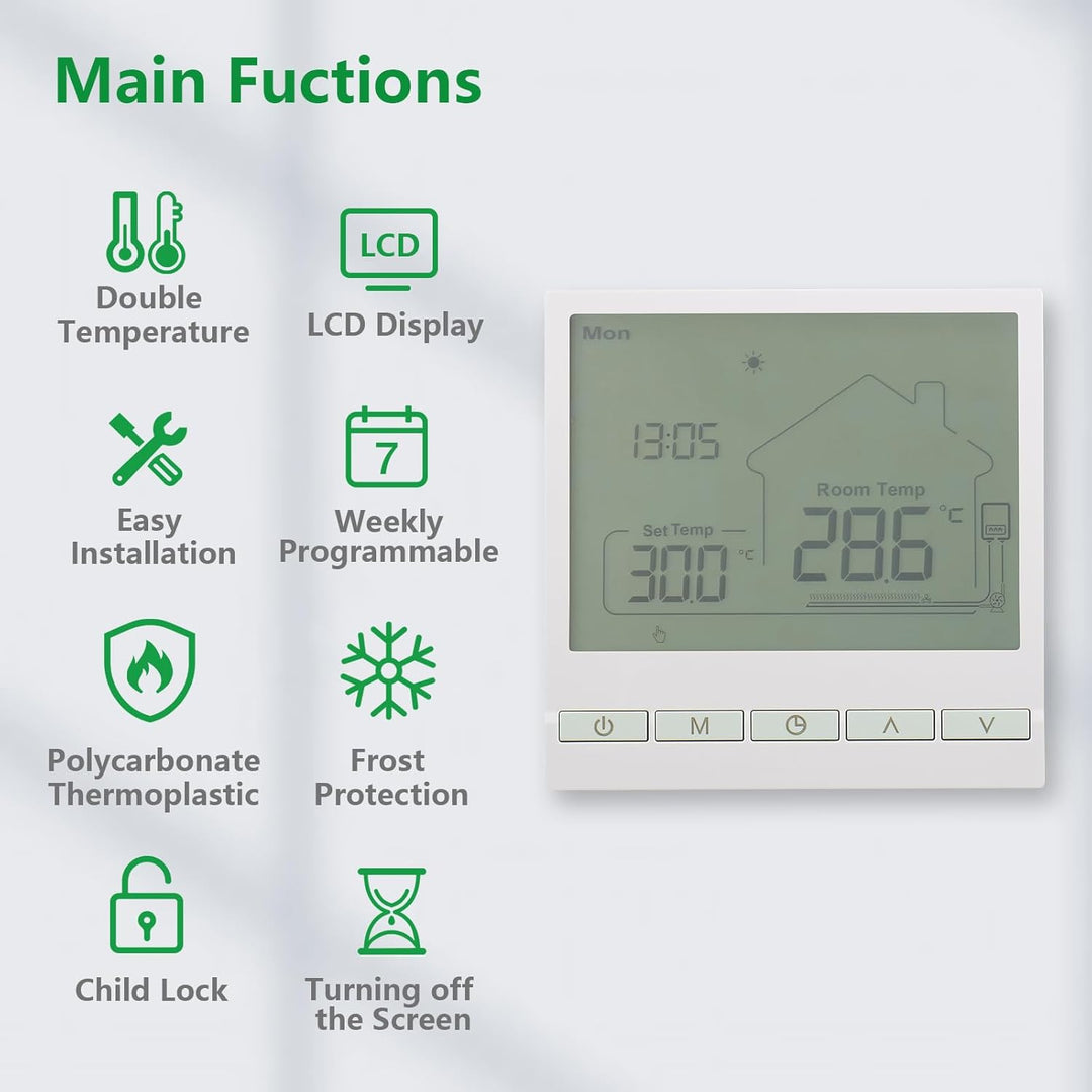 Wengart Digitaler Thermostat WG903,Programmierbarer Thermostat mit potentialfreiem Ausgang,Präzise T