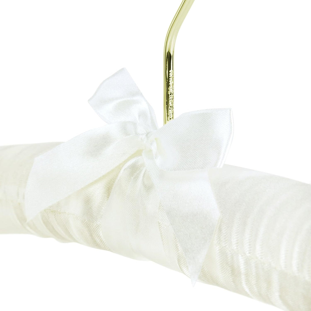 Hangerworld - Gepolsterte Satin Kleiderbügel mit goldenem Haken, 10 Stück - Cremefarben - 43cm