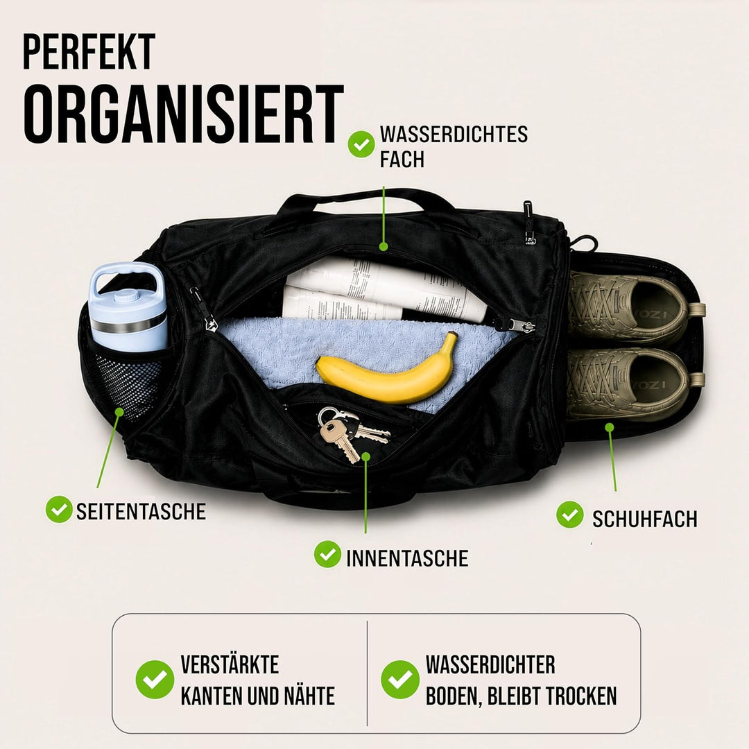 Sporttasche &amp; Reisetasche für Damen und Herren mit Nassfach &amp; Schuhfach - Sporttaschen für Sport &amp; R
