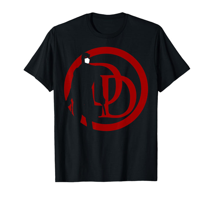 Men's Marvel Daredevil Silhouette Within Logo Graphic T-Shirt Large Black