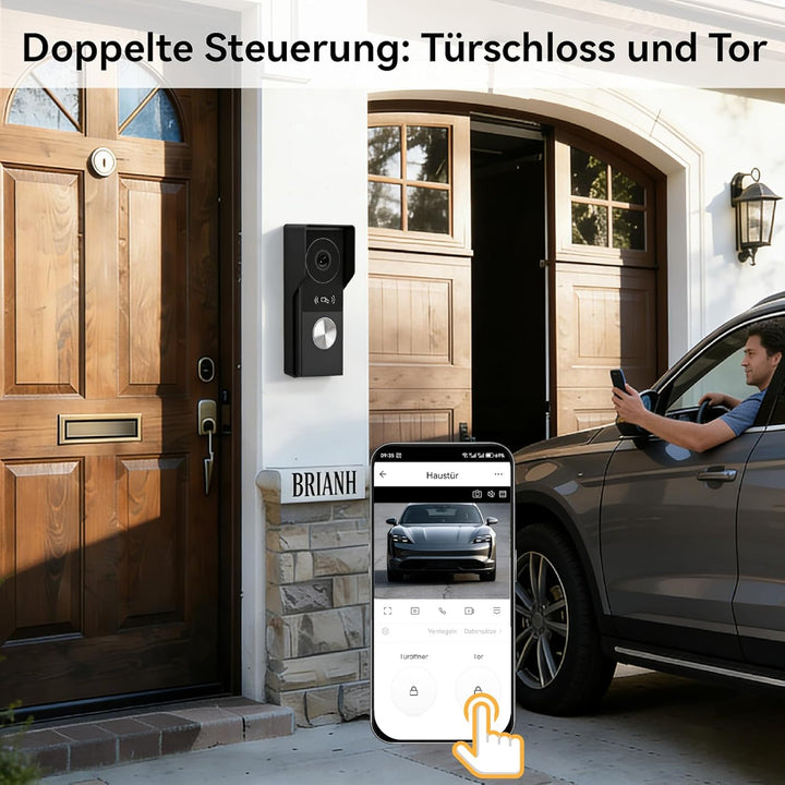 WiFi 2-Draht-Video-Gegensprechanlage, Video-Türklingelkamera mit Monitor, Vollmetall-1080P-Kamera, 7