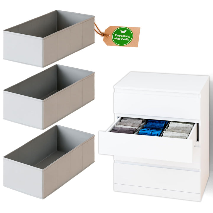 3x Organizer für Malm Kommode, passende Schubladen-Unterteilung für Unterwäsche, Socken, BHs und T-S
