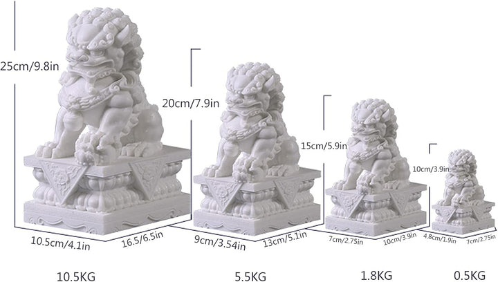 FOO Dogs Löwenstatue aus Stein,Feng Shui Schutzlöwe für Haustür, Garten &amp; Aussendekoration, Asiatisc