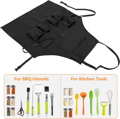 HODRANT BBQ Grill Schürze, Koch Schürzen für Männer mit Taschen und Geschlitztem Saum, Küchen Schürz