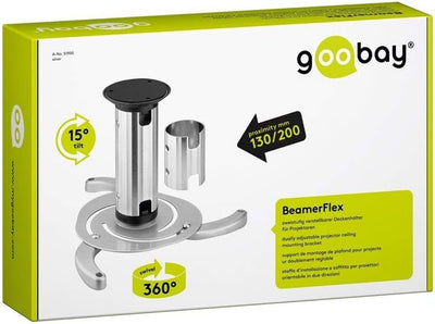 Goobay 51905 Beamer Deckenhalterung (M) bis max. 10 Kg, kleine bis mittlere Projektoren, silber, sil