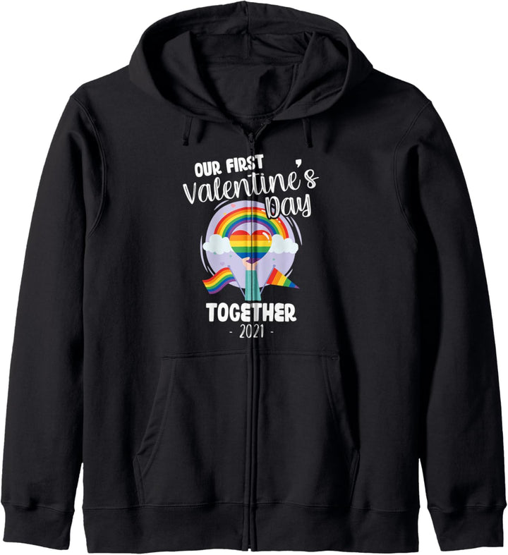 Our First Valentines Day Together 2021 Gay Couple LGBTQ Gift Kapuzenjacke