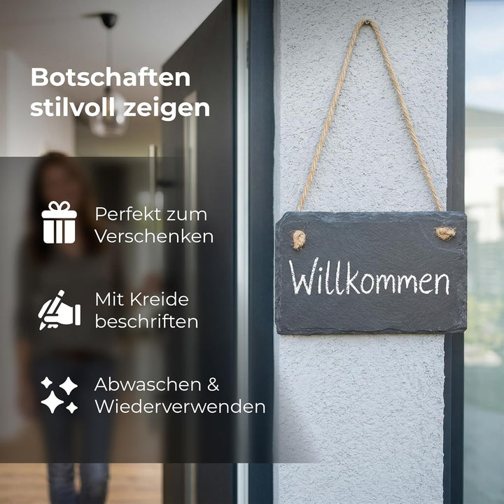 Schiefertafel zum Aufhängen mit Juteband Memotafel Kreidetafel Wandeko (24, 9 cm Tafel) 9 cm Tafel 2