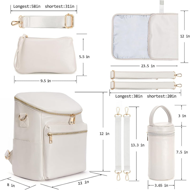 Minsong Diaper Bag Backpack, Fashion Leather Mommy Backpacks, Travel Baby Diaper Bags with in Bag Or