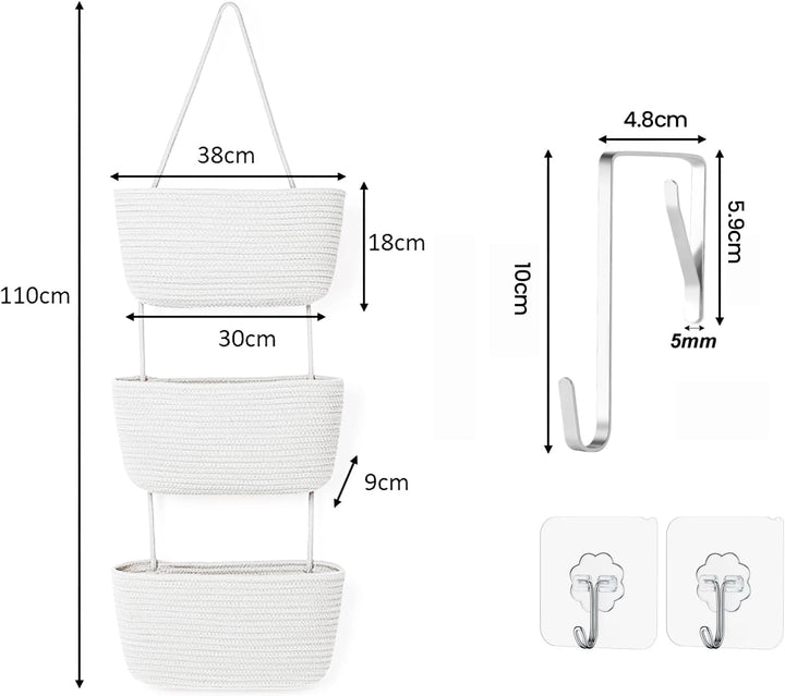 Hängender Organizer, Hängeorganizer Mit Haken, Wand Hängen Tasche Zum3-Tier, Hängeregal Stoff Wand a