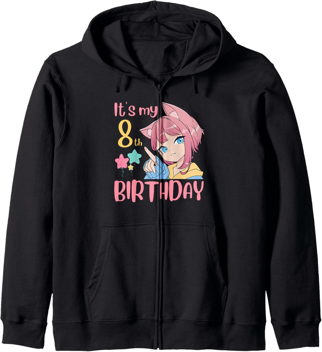 Es ist mein 8. Geburtstag Anime-Geburtstagskind 8 Jahre alt Bday Kapuzenjacke