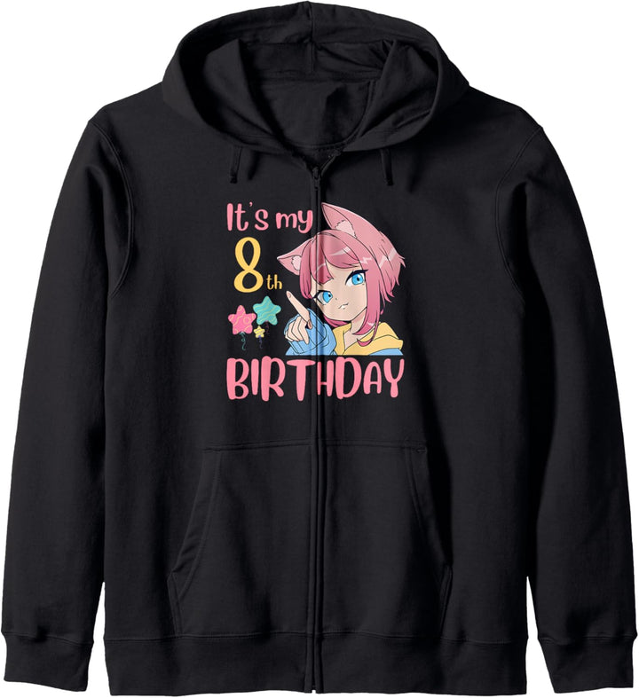 Es ist mein 8. Geburtstag Anime-Geburtstagskind 8 Jahre alt Bday Kapuzenjacke