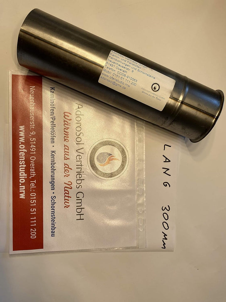 Wandfutter 80 Durchmesser 300 mm lang doppelwandig Rauchrohr Stahl unlackiert AdoroSol Vertriebs Gmb