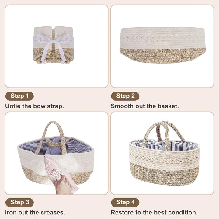 YeaYee Baby Windel Caddy Organizer，Multifunktionale Aufbewahrungsbox für Windeln， mit wechselbaren F