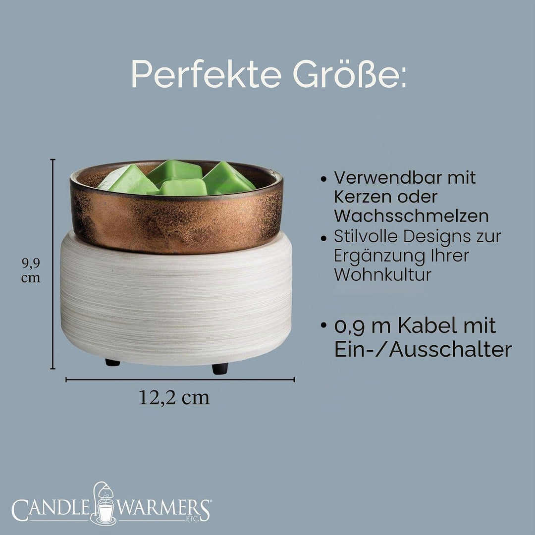 CANDLE WARMERS ETC 2in1 Kerzen- und Duftwärmer zum Erwärmen von Duftkerzen oder Wachsschmelzen und T