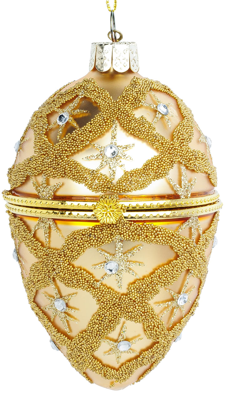 SIKORA Goldenes Tresor Ei besondere Weihnachtskugel Glas Christbaumschmuck Deko Figur Weihnachten An
