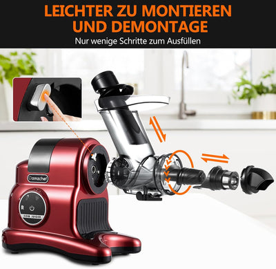 AMZCHEF Entsafter mit grossem 80MM Einfüllschacht - 150 Watt Entsafter mit 2 Geschwindigkeitsstufen