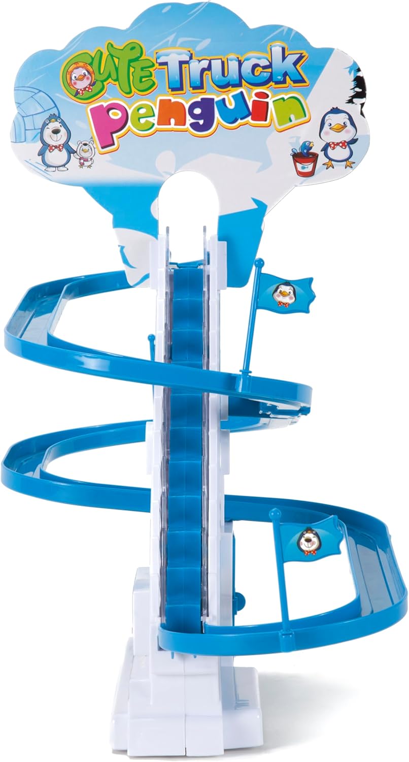 ARSUK Elektronische Musik Ente treppensteigen Spielzeug, Rennbahnen, Playful Penguin Race, achterbah