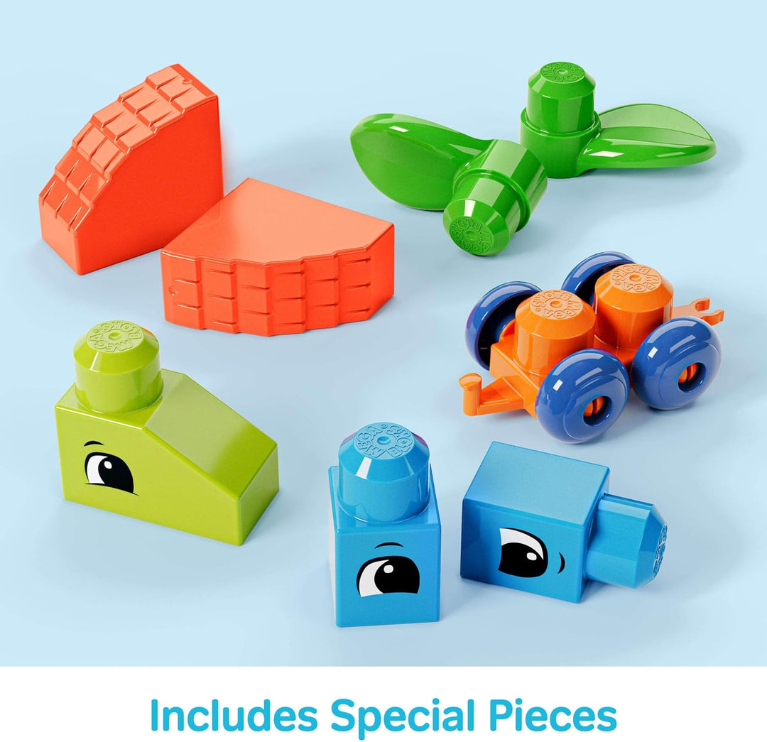 MEGA HHM96 - MEGA BLOKS Bausteinebeutel Deluxe, 150 grosse und farbenfrohe Bausteine mit einer Aufbe