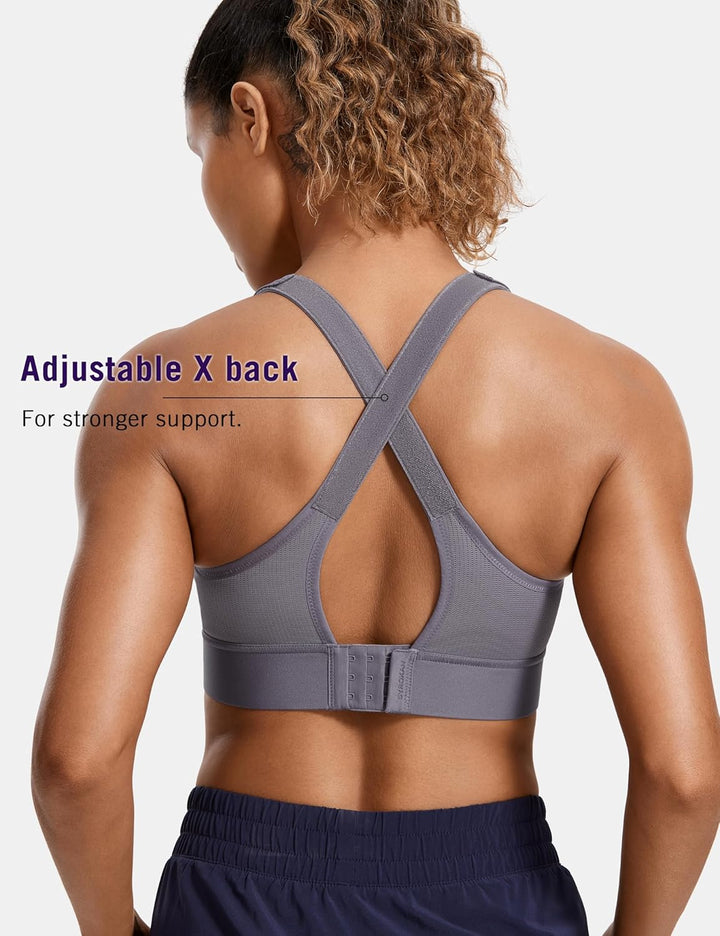 SYROKAN Sport BH Damen Ohne Bügel Starker Halt Shock Absorber BH Bequemer Gepolstert 85C Wildwachsen