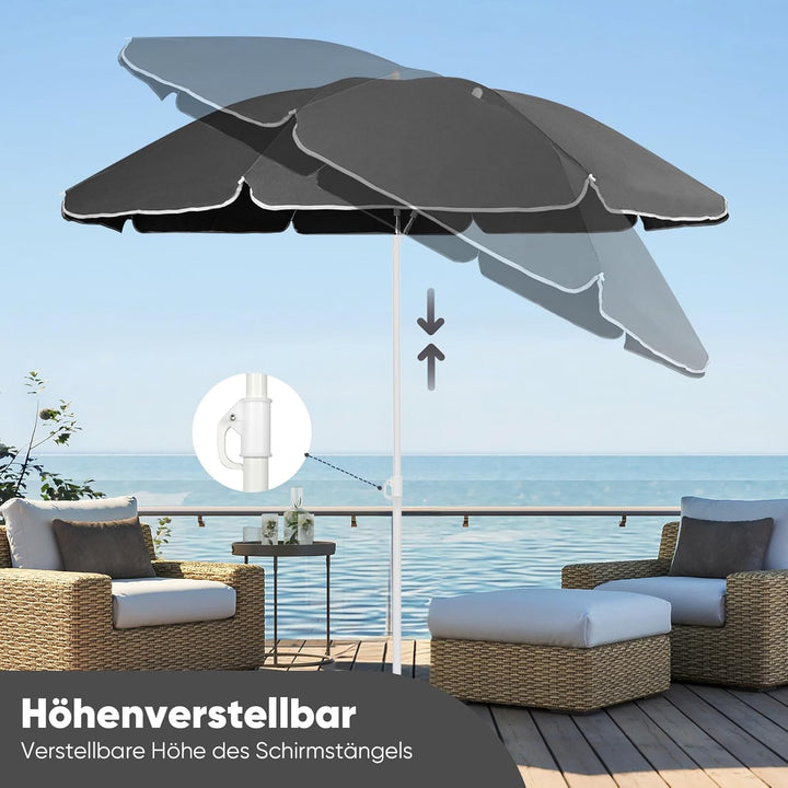 Sekey 160 cm Sonnenschirm Strand mit Schutzhülle für Balkon Garten & Terrasse Neigungswinkel und Höh