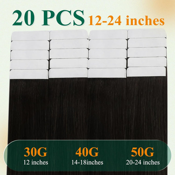Easyouth Balayage Tape in Extensions Echthaar Schwarz Echthaar Tape in Extensions Schwarz Balayage A