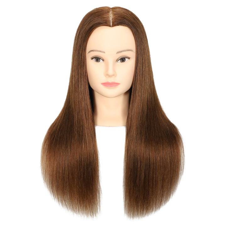 Weiblicher Mannequinkopf aus 100 % Echthaar, Styling-Kopf, Kosmetologie, Puppenkopf für Friseure, mi