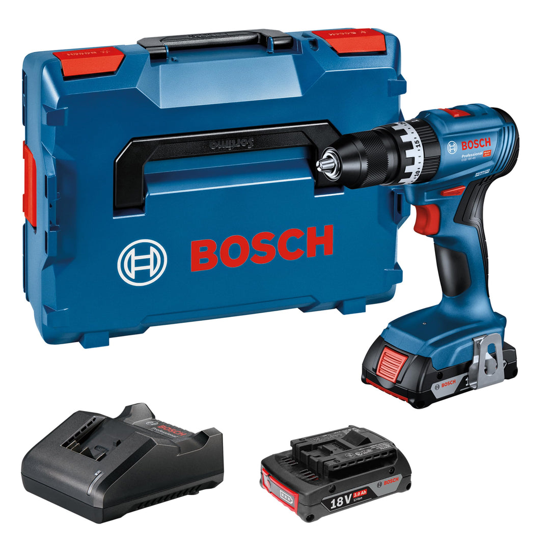 Bosch Professional 18V System Akku Schlagbohrschrauber GSB 18V-45 (Drehzahl 1.900 min⁻¹, inkl. 2x 2.
