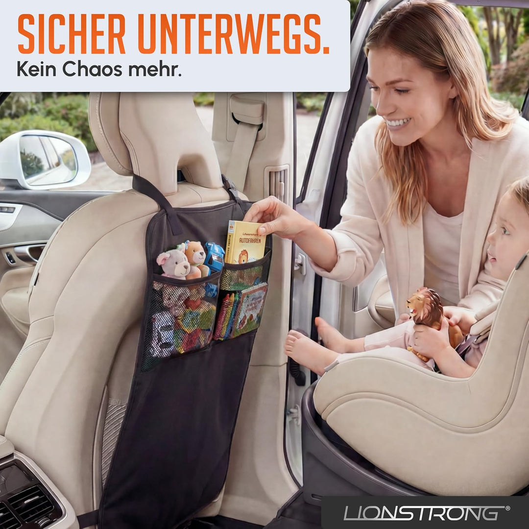 LIONSTRONG® Auto Organizer Kinder Rücksitz [wasserdicht] - Rückenlehnenschutz Auto Kinder - Autositz
