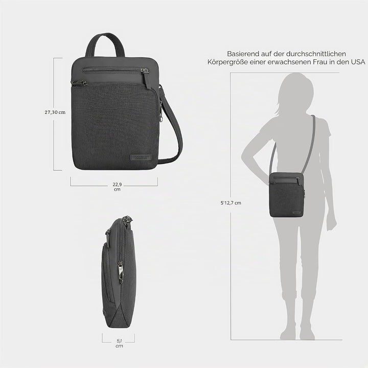 Travelon Unisex Diebstahlschutz Metro Small Crossbody Umhängetasche 9.75 x 10.75 x 2 Grau, 9.75 x 10