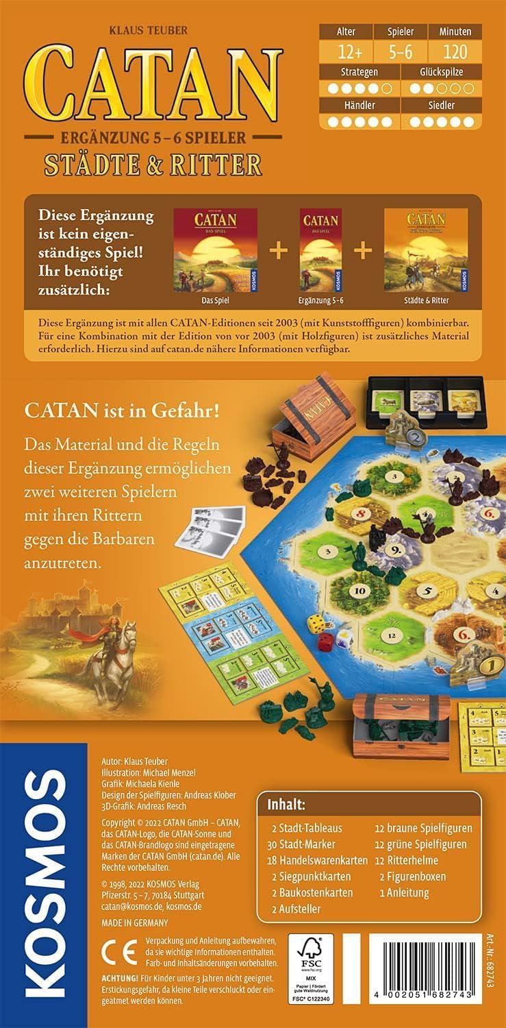 KOSMOS 682743 Catan - Städte und Ritter Ergänzung für 5-6 Personen, Ergänzung zur Catan Erweiterung