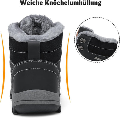 Mishansha Warme Gefüttert Winterschuhe Herren Damen Wasserabweisend Winterstiefel Wanderschuhe Gr.36