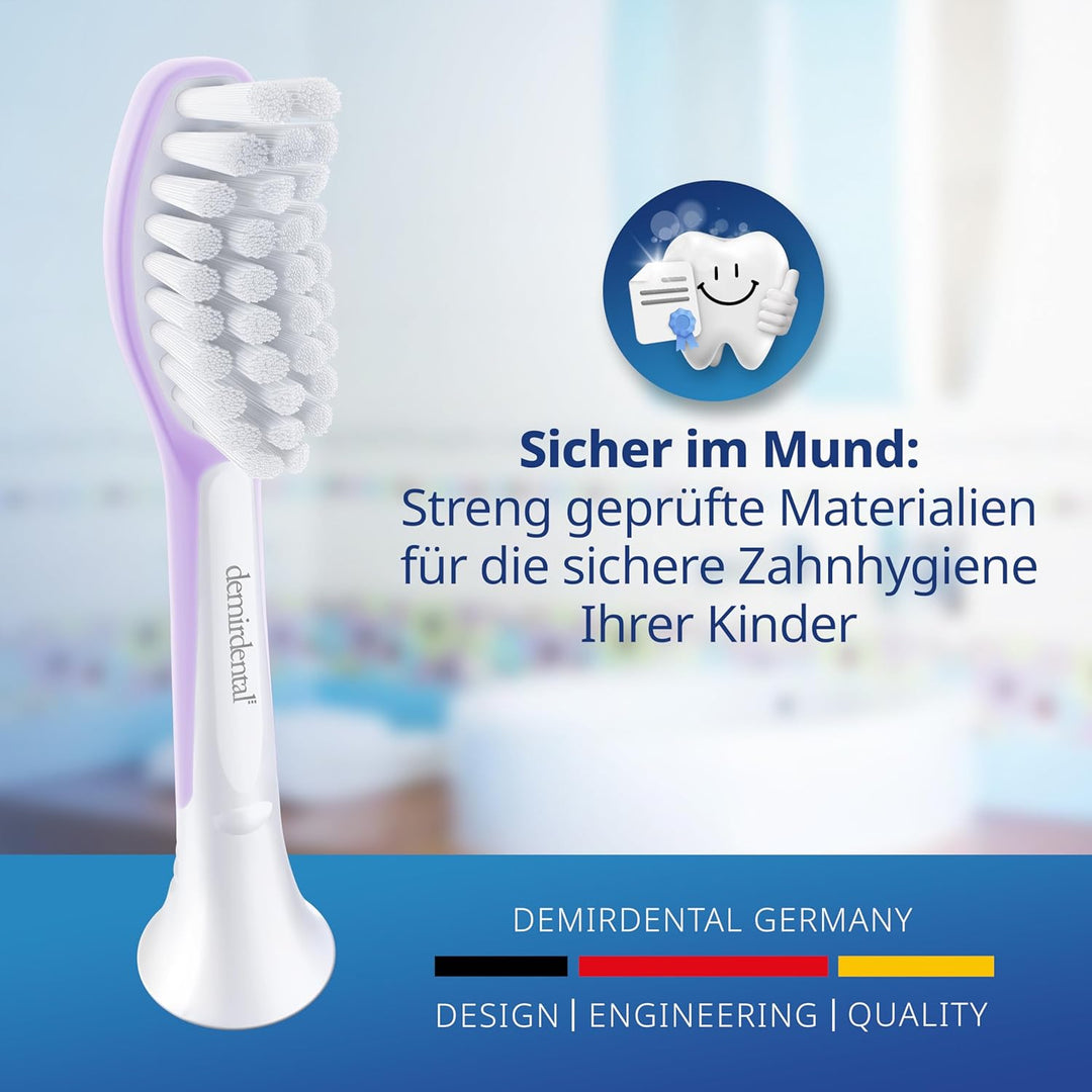 demirdental Kinder Ersatzbürsten passend für Philips Sonicare Kids, Bürstenköpfe ab 7 Jahre, entspri