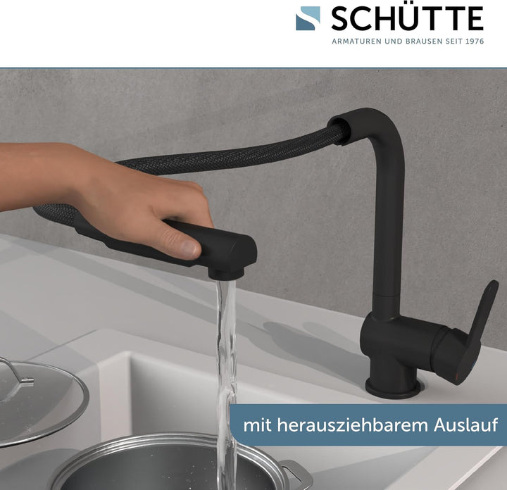 Schütte Niederdruck Küchenarmatur LONDON mit ausziehbarer Geschirrbrause, Armatur für Boiler/Unterti