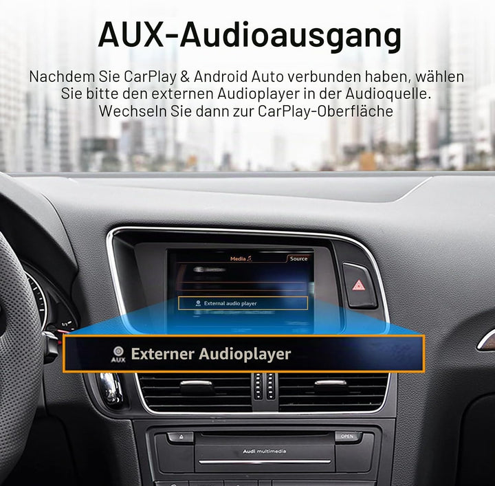 EZoneTronics Wireless CarPlay &amp; Android Auto Retrofit Kit Decoder Box für Audi A4/A5/Q5 2009-2017 mi