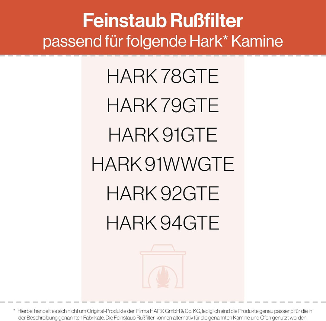 Feuerfest 123 - Feinstaubfilter Kaminofen Angeschrägt 200x158x25 mm, Kompatibel mit Hark, Feinstaub