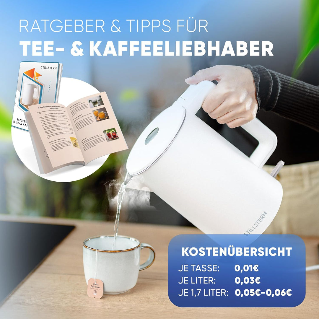 Stillstern Wasserkocher mit Edelstahl Filter [1,7L - 2200W] Wasserkocher mit Präzisionsausguss und A