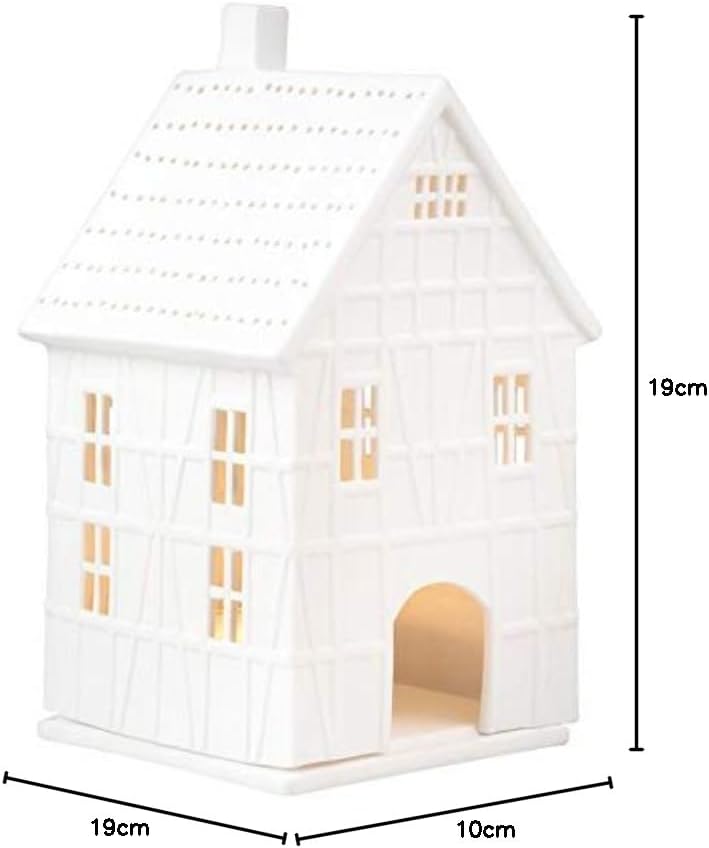 Räder Living Lichthaus Fachwerkhaus gross, für Weihnachten, aus Porzellan, Weiss Weiss 9,5 x 10 x 19