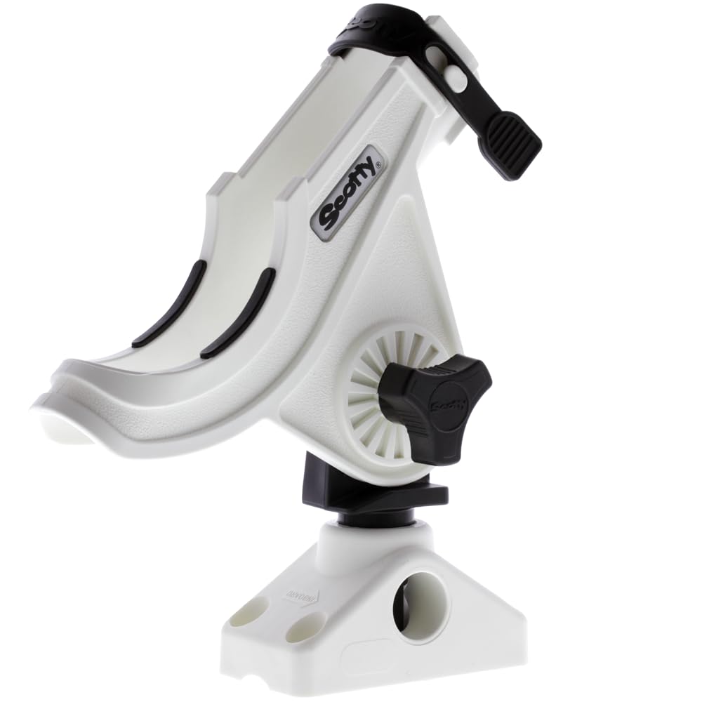 Scotty Baitcaster/Spinnrutenhalter mit 241 Seitendeck-Halterung Weiss, Weiss