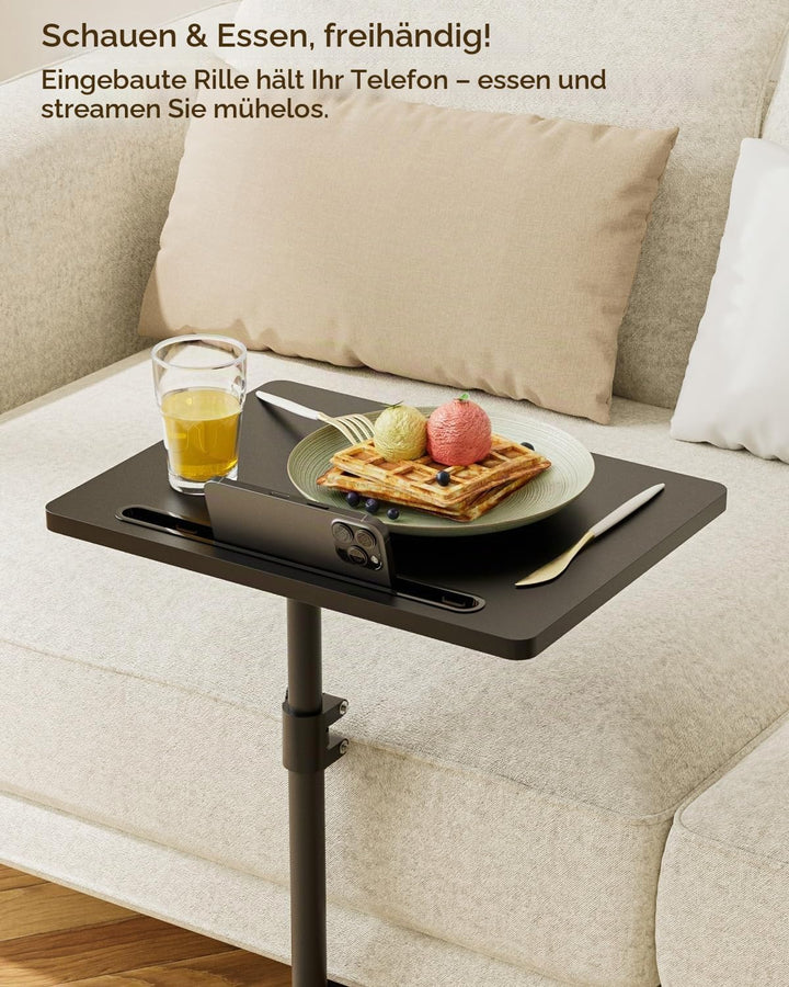 Beistelltisch, C-Form Höhenverstellbar Sofatisch, 360°Rotierend Couchtisch Klein,40x30x(45-81) cm,Ho