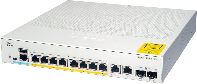 Cisco Systems Catalyst 1000-8T-2G-L Netzwerk-Switch, 8 Gigabit Ethernet (GbE)-Ports, 2X 1G-SFP/RJ-45