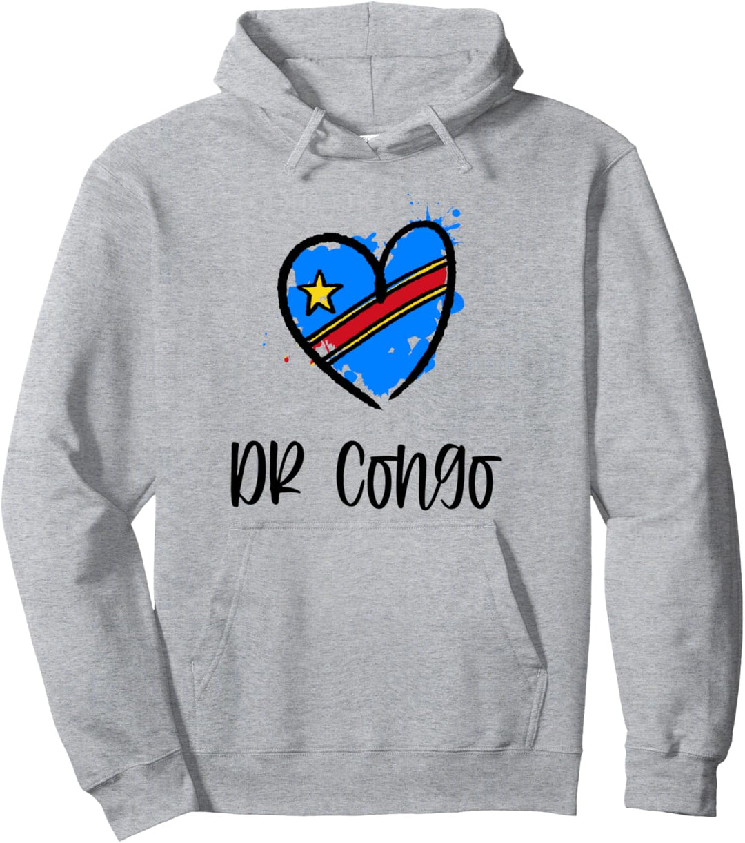 DR Congo Heart Artwork Kawaii Africa Minimal Congolese Gift Pullover Hoodie