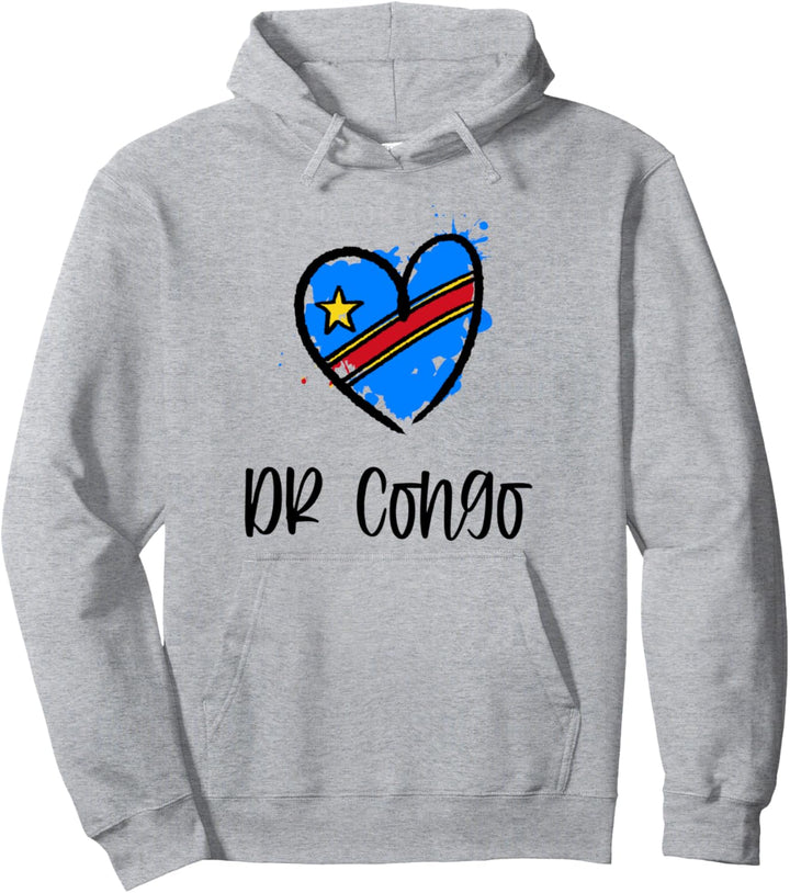 DR Congo Heart Artwork Kawaii Africa Minimal Congolese Gift Pullover Hoodie
