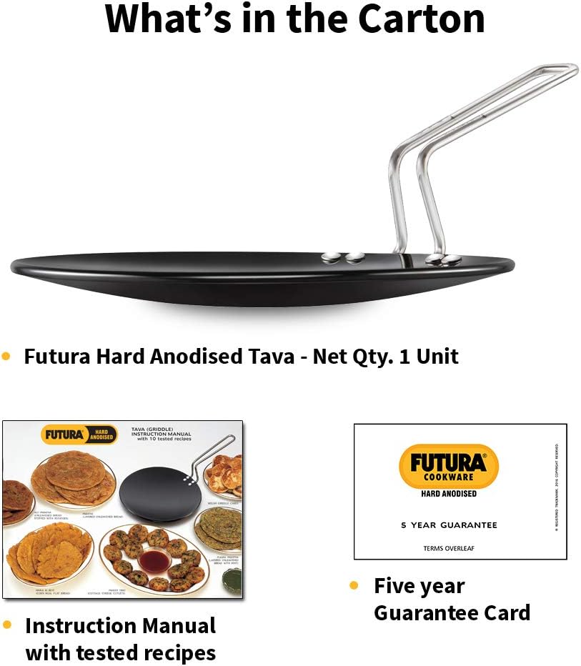 HAWKINS-Futura Harteloxierte konkave Grillplatte Tava, 24,1 cm Durchmesser 9.5 Inch, 9.5 Inch